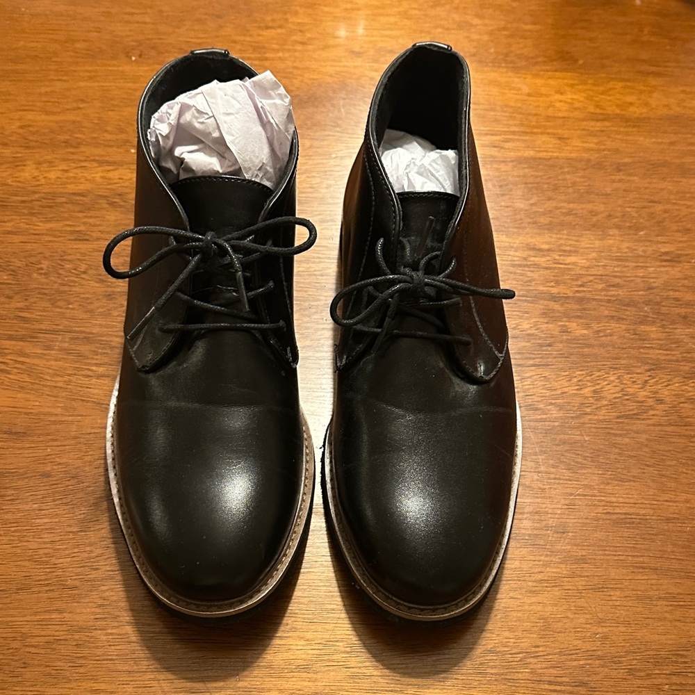 Deer Stags Black Kids Dress Shoes with White Sole